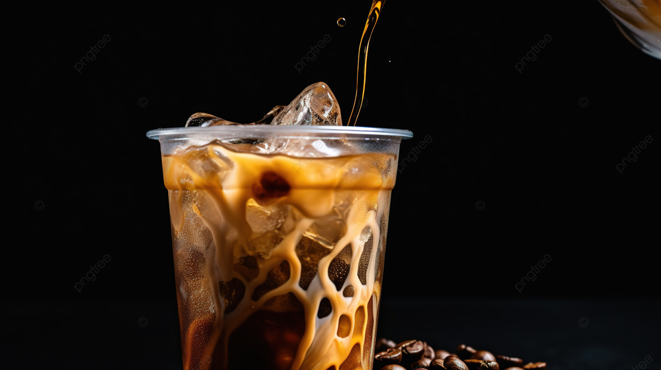 pngtree creamy delight pouring texture into an iced coffee served in a image 13625635